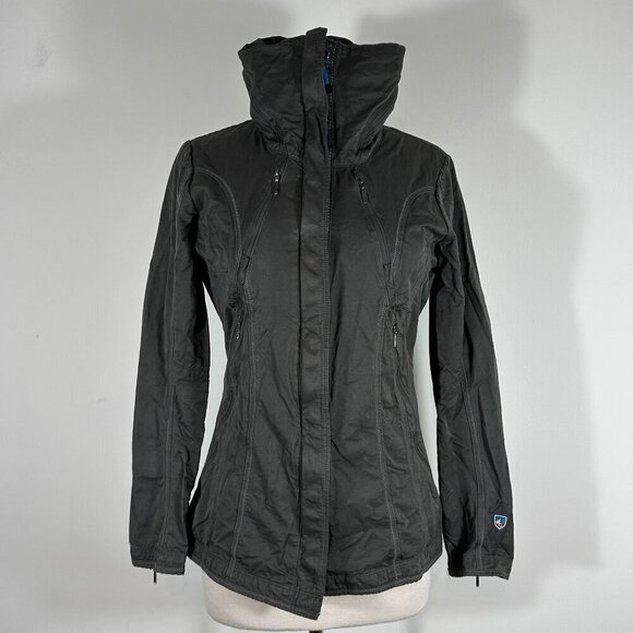 Kuhl Women's Sz XS Projekt Jacket Full Zip Hooded Dynawax Water Resistant Gray - Picture 1 of 14